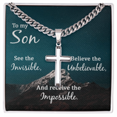 To My Son Artisan Cross with Cuban Link Chain