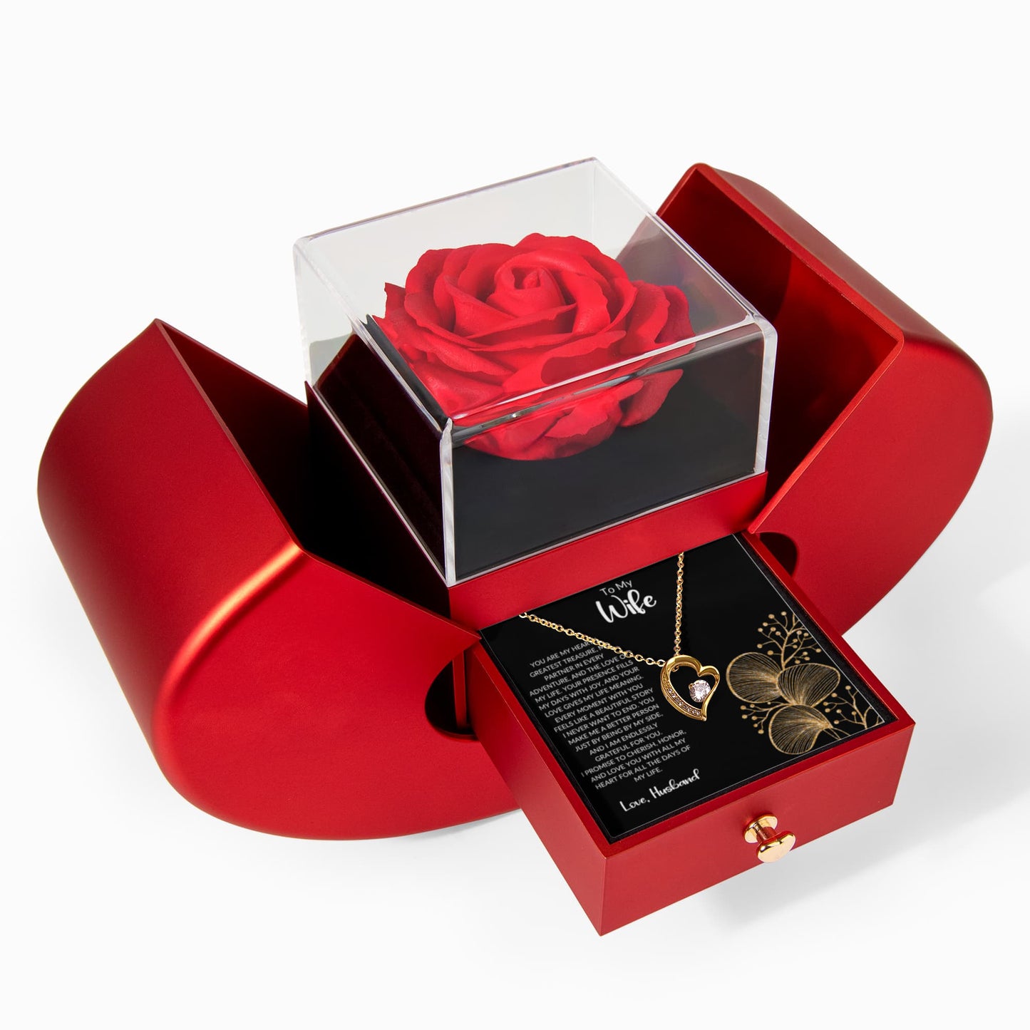 To My Wife Necklace & Heart Box 💖 — Your Heart’s Greatest Treasure, Forever and Always