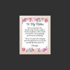 To My Mother - 8x10 Print on High-Quality Paper