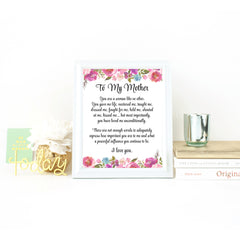 To My Mother - 8x10 Print on High-Quality Paper