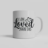 I Am Loved White Mug with Colored Handle Options