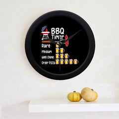 Funny BBQ Timer With Beers Black Wall Clock