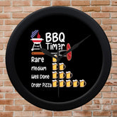 Funny BBQ Timer With Beers Black Wall Clock