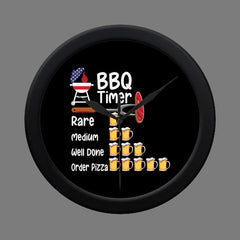 Funny BBQ Timer With Beers Black Wall Clock