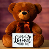 I Am Loved - John 3:16 - Teddy Bear with Canvas Message Card