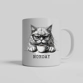 Your Monday spirit animal—now in mug form. Funny Back To Work and Back To School Monday Humorous Cat Ceramic Mug