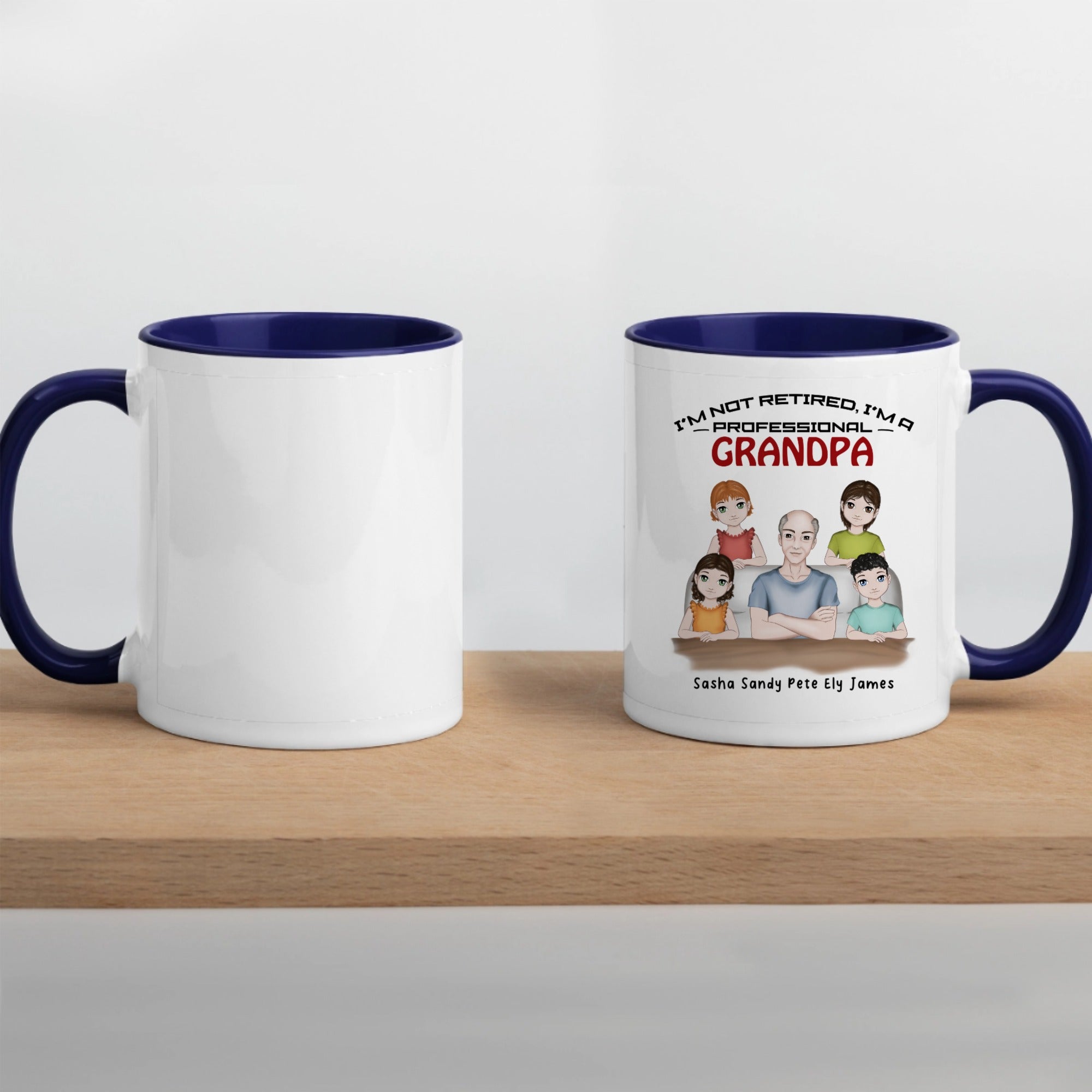 Professional Grandpa with Grandkids - White Ceramic Mug with Color Inside
