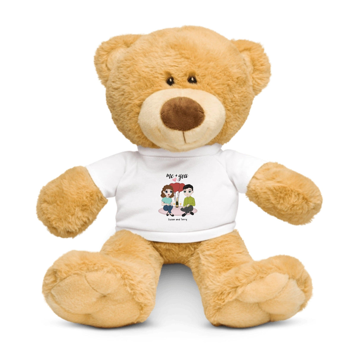 Customizable Love for Me and You with Hearts Teddy Bear with a T-shirt
