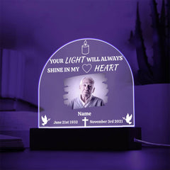 Personalized Your Light Will Always Shine In My Heart Acrylic Dome Plaque