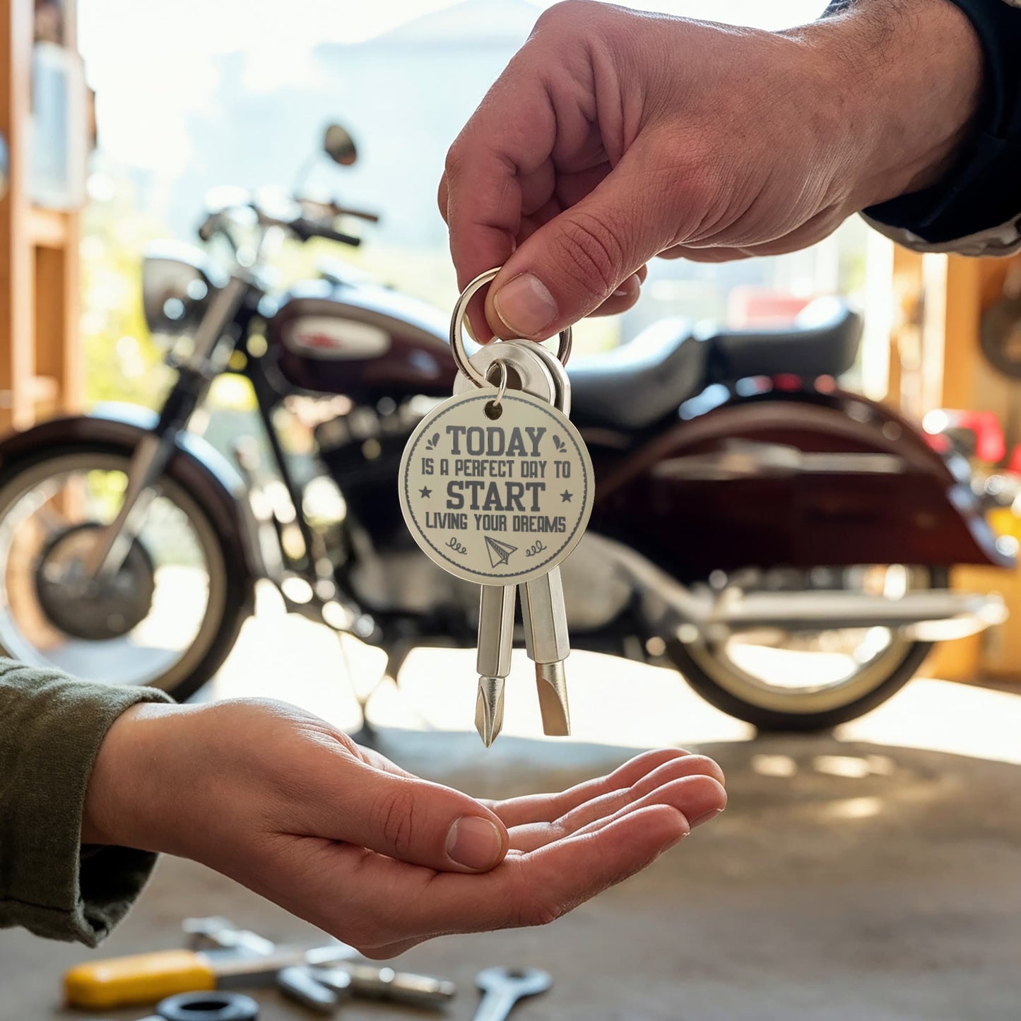 Today is a Perfect Day to Start Living Your Dreams Screwdriver Keychain Set