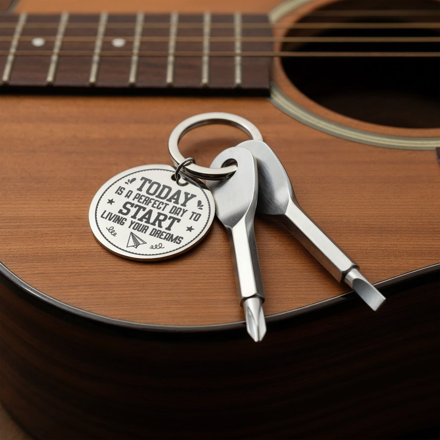 Today is a Perfect Day to Start Living Your Dreams Screwdriver Keychain Set
