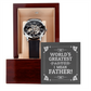 World's Greatest Farter I Mean Father Message Card with a New Men's Openwork Watch