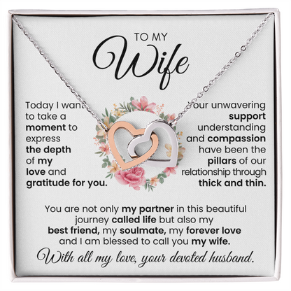 To My Wife My  Best Friend My Soulmate My Forever Love Interlocking Hearts Necklace