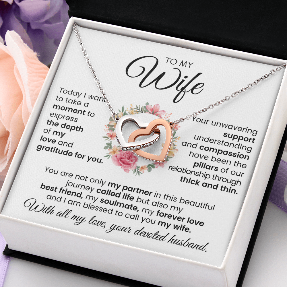 To My Wife My  Best Friend My Soulmate My Forever Love Interlocking Hearts Necklace