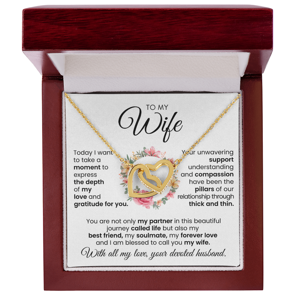 To My Wife My  Best Friend My Soulmate My Forever Love Interlocking Hearts Necklace