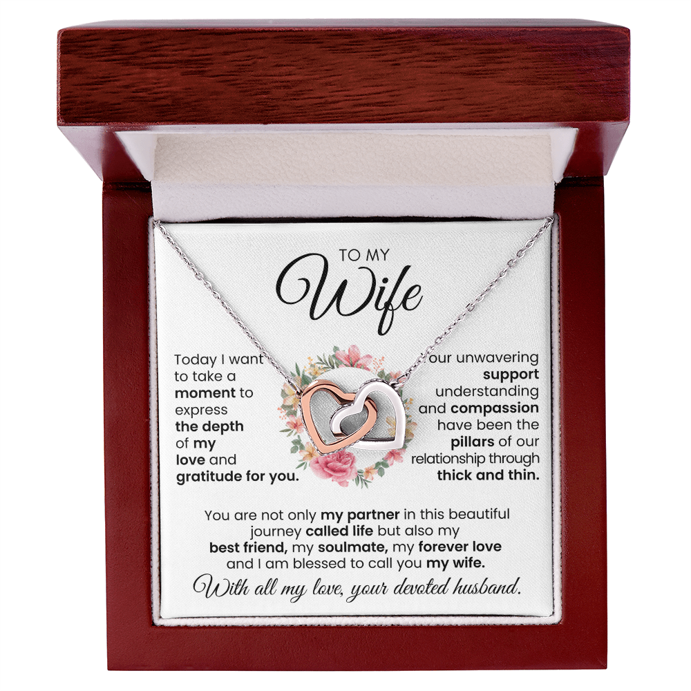 To My Wife My  Best Friend My Soulmate My Forever Love Interlocking Hearts Necklace