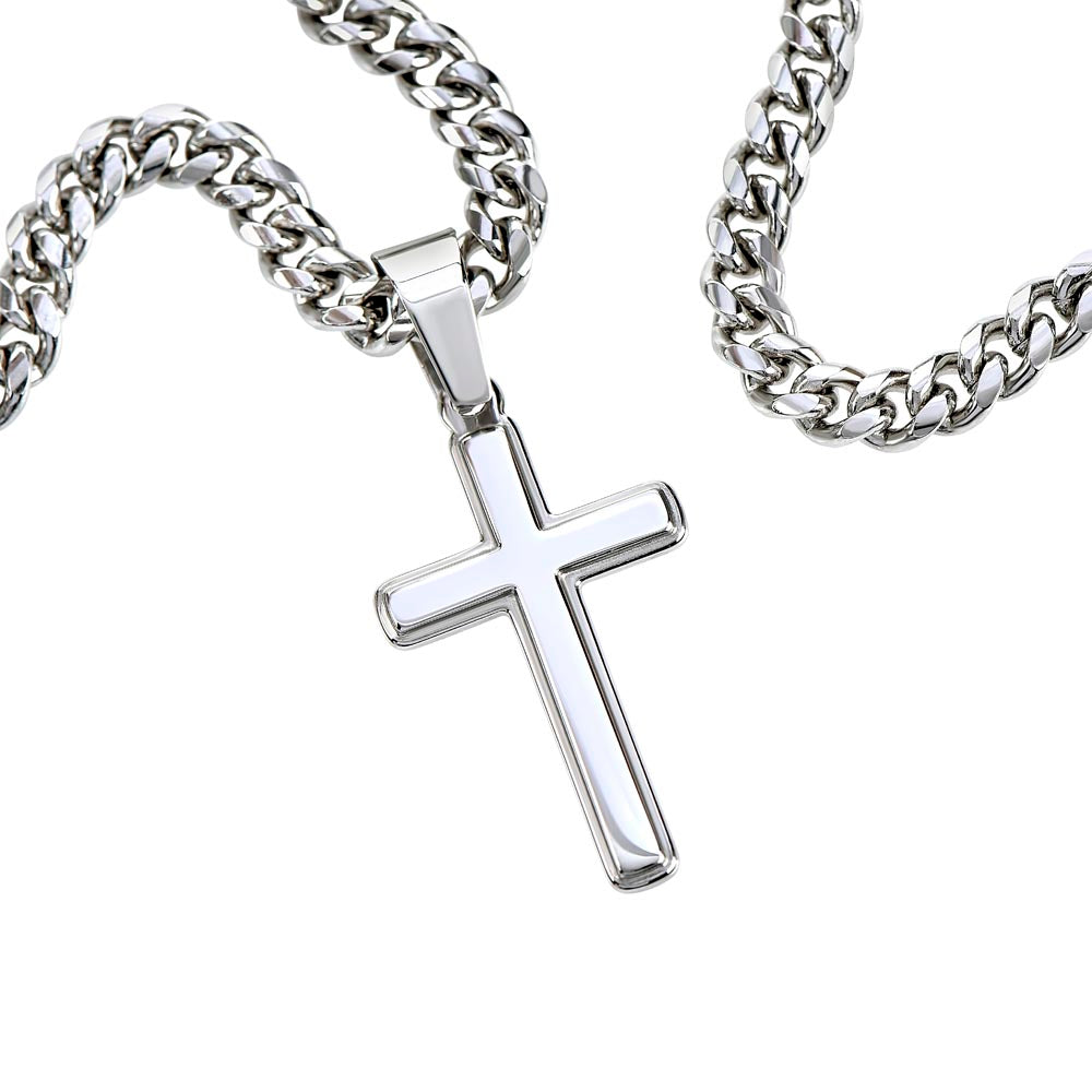 To My Son Artisan Cross with Cuban Link Chain