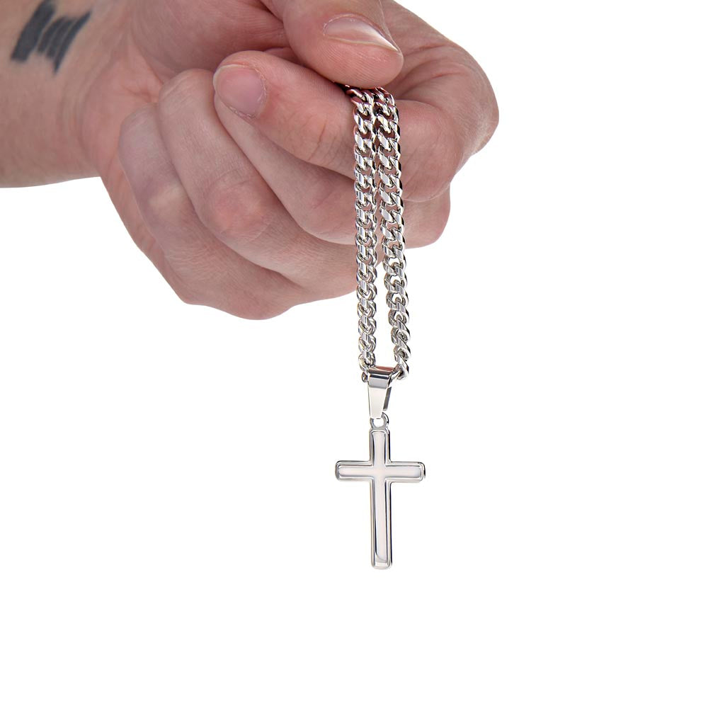 To My Son Artisan Cross with Cuban Link Chain