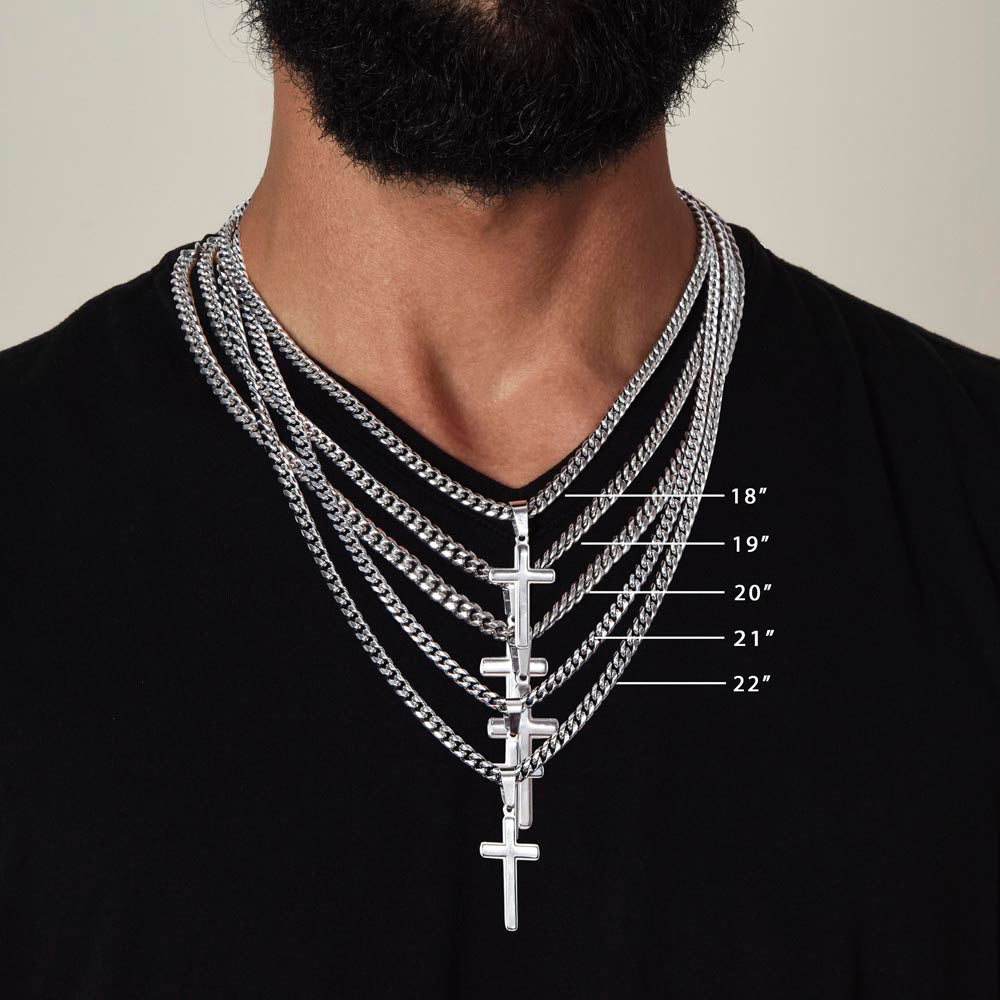 To My Son Artisan Cross with Cuban Link Chain
