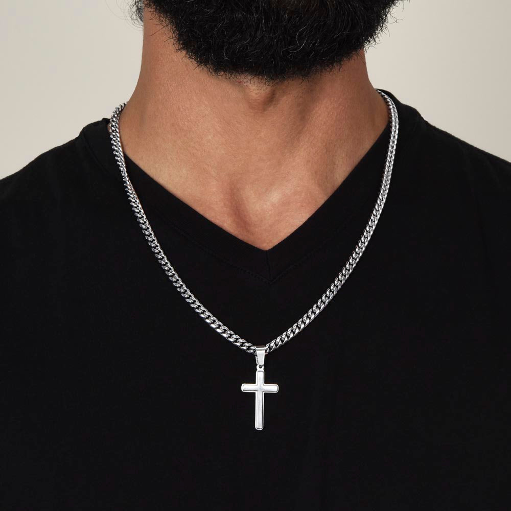 To My Son Artisan Cross with Cuban Link Chain