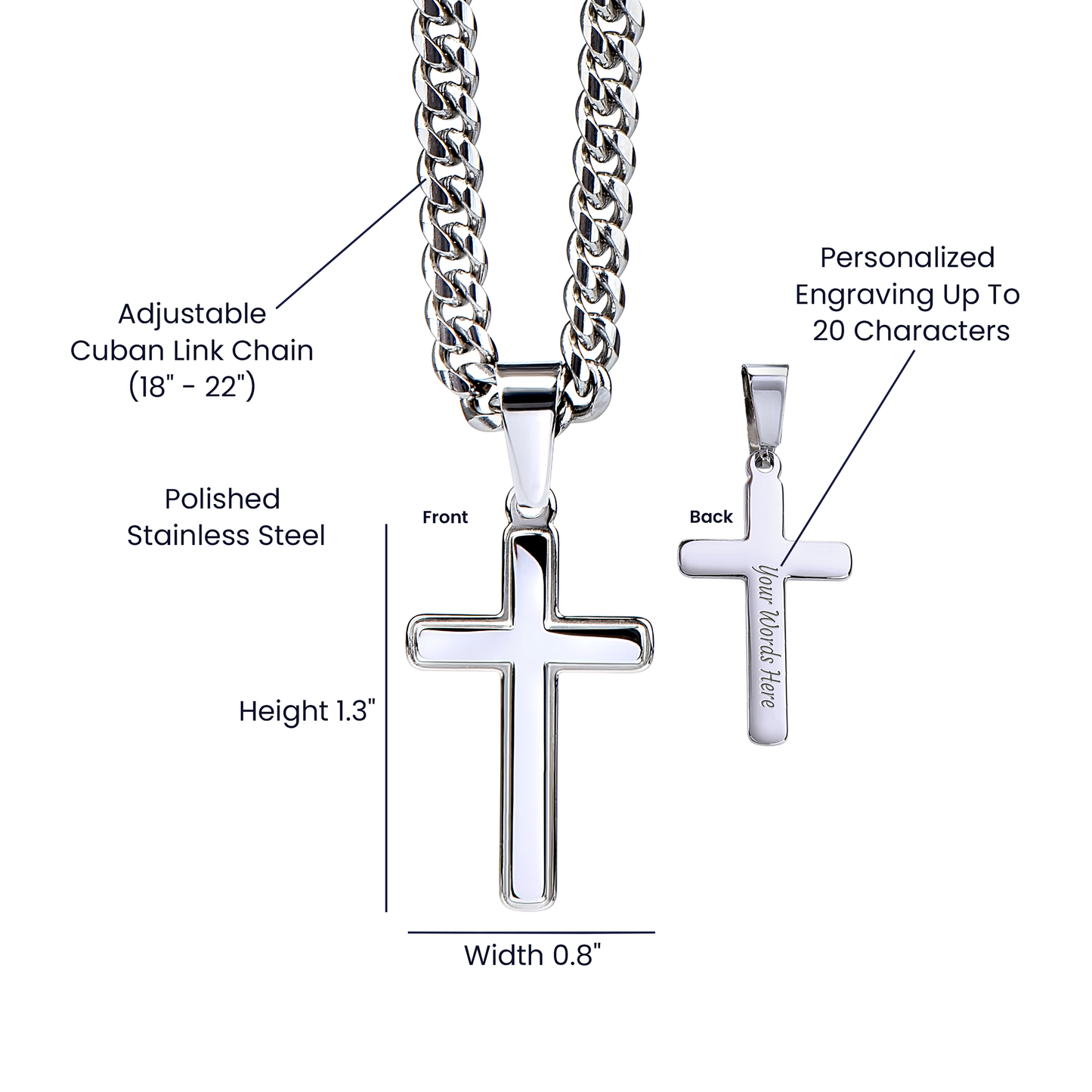 To My Son Artisan Cross with Cuban Link Chain