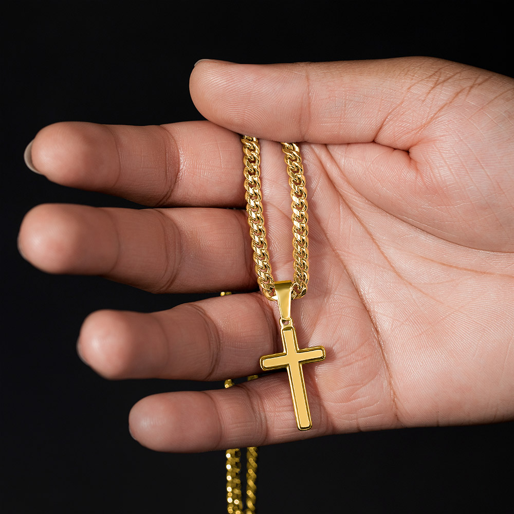 To My Son Artisan Cross with Cuban Link Chain