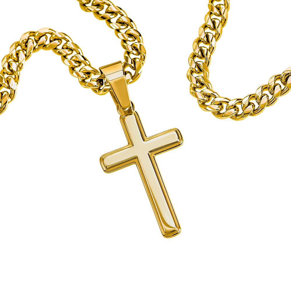 To My Son Artisan Cross with Cuban Link Chain