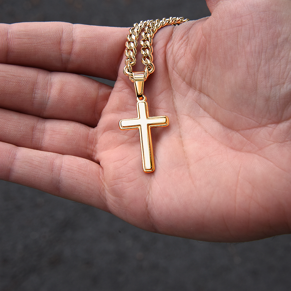To My Son Artisan Cross with Cuban Link Chain