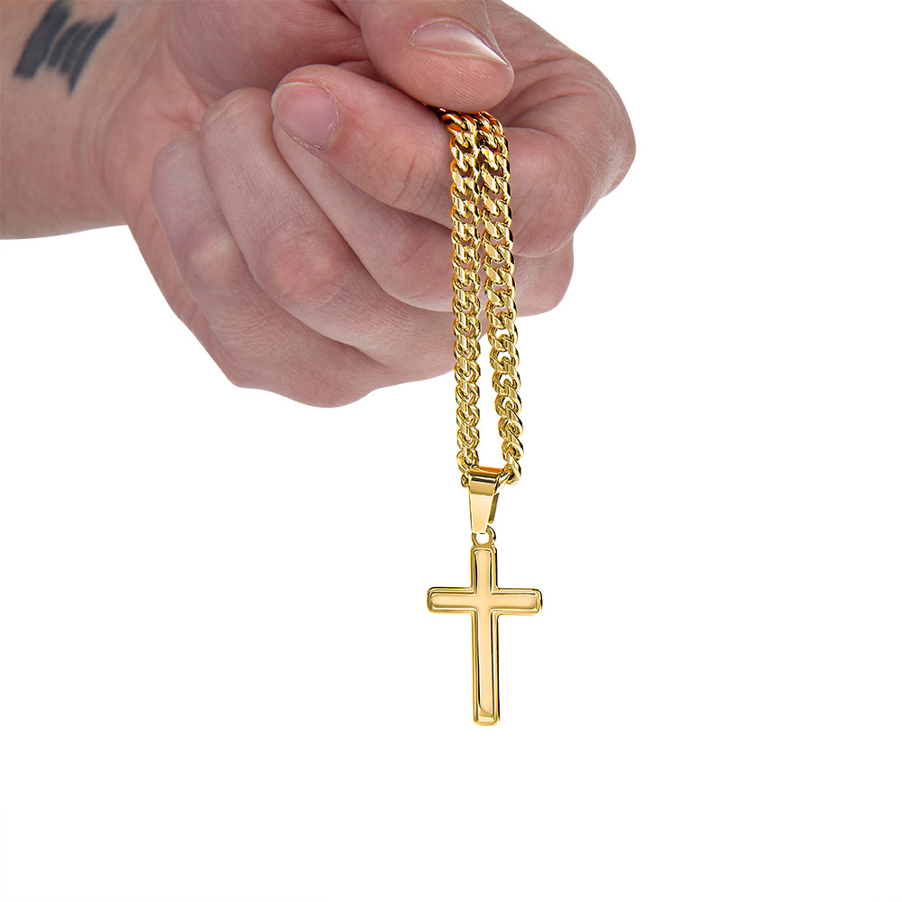 To My Son Artisan Cross with Cuban Link Chain