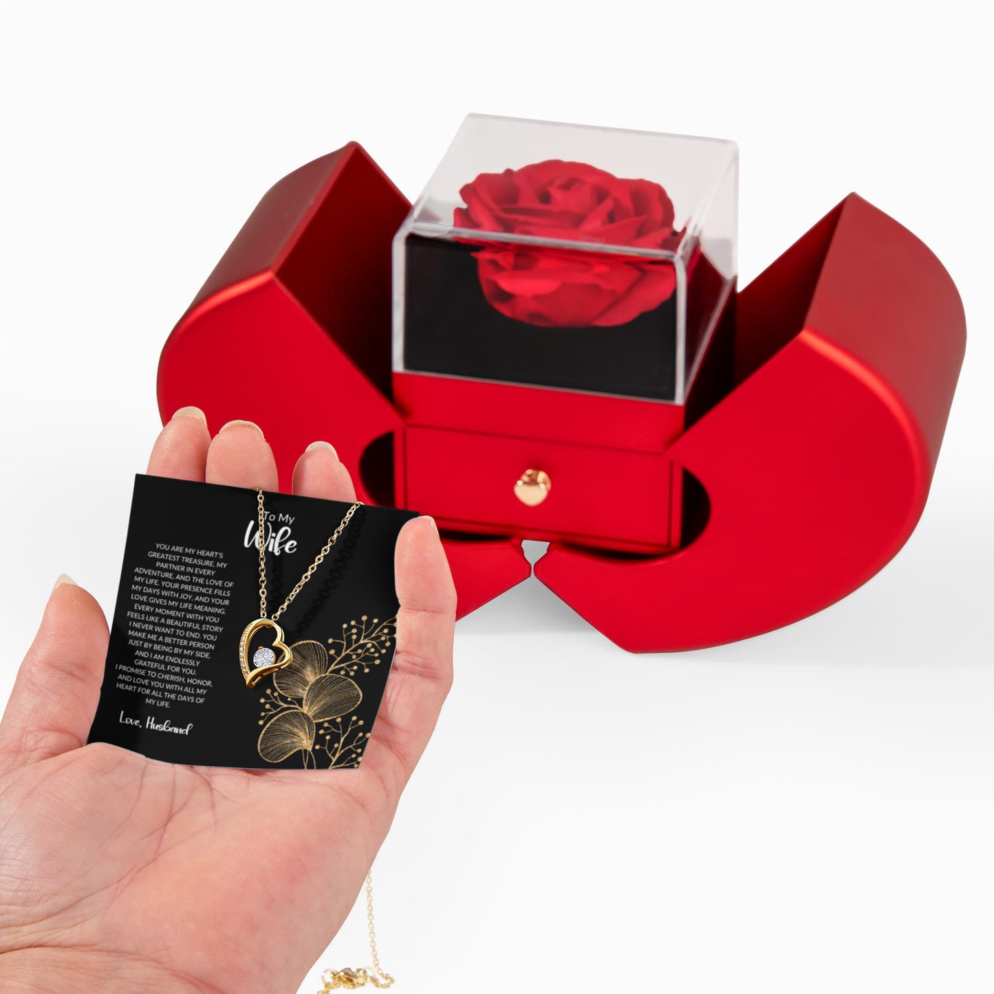 To My Wife Necklace & Heart Box 💖 — Your Heart’s Greatest Treasure, Forever and Always