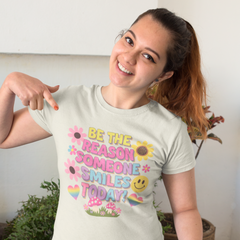 Positive Message T-Shirt – 'Be the Reason Someone Smiles Today' Classic Fit Cotton Tee