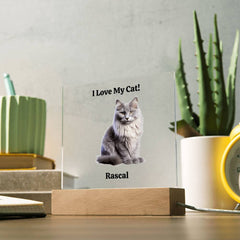 You Personalize This I Love My Cat Acrylic Square Plaque