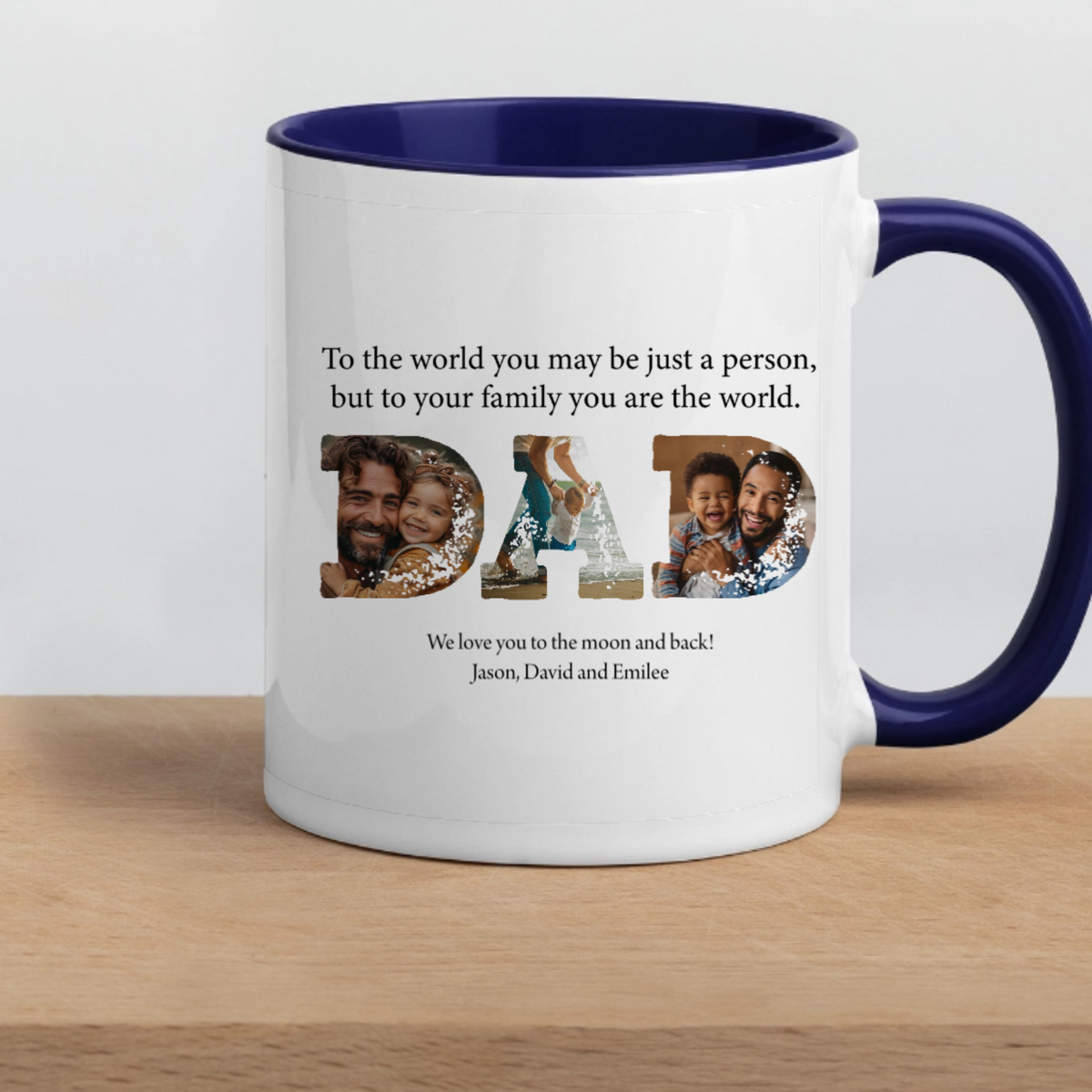 Personalized for DAD - White Ceramic Mug with Color Inside
