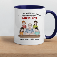 Professional Grandpa with Grandkids - White Ceramic Mug with Color Inside