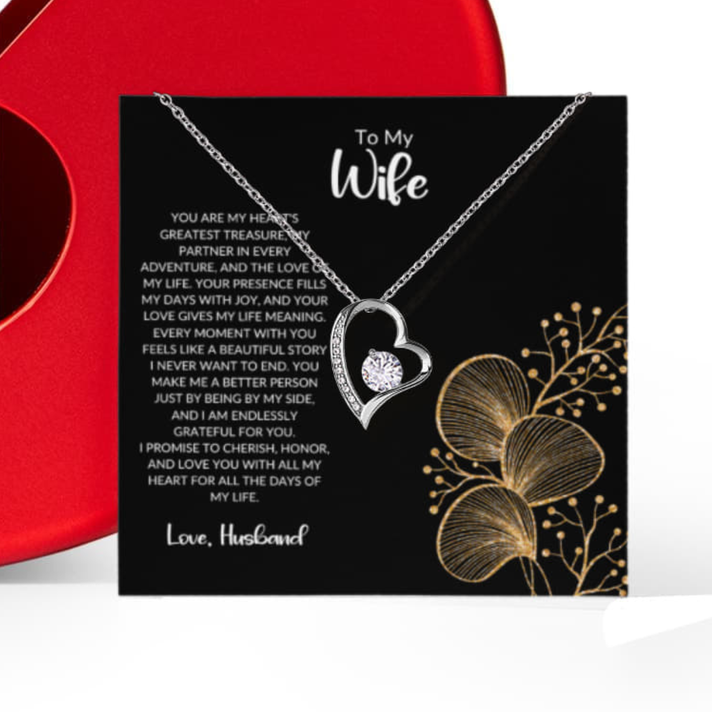 To My Wife Necklace & Heart Box 💖 — Your Heart’s Greatest Treasure, Forever and Always