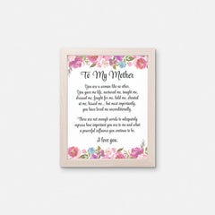 To My Mother - 8x10 Print on High-Quality Paper