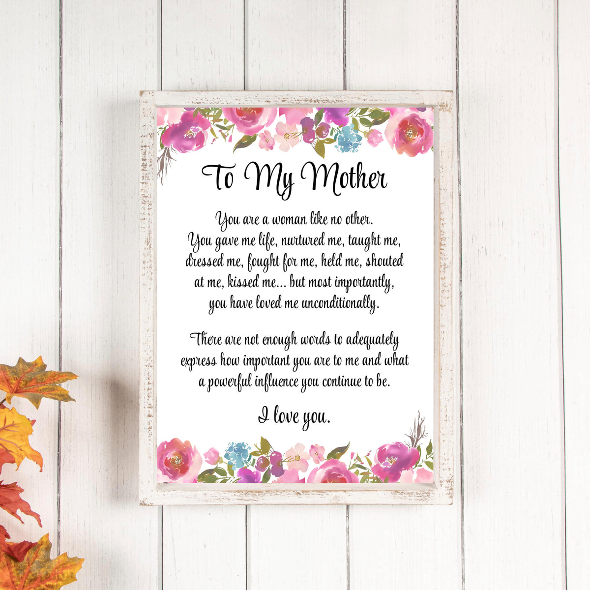 To My Mother - 8x10 Print on High-Quality Paper