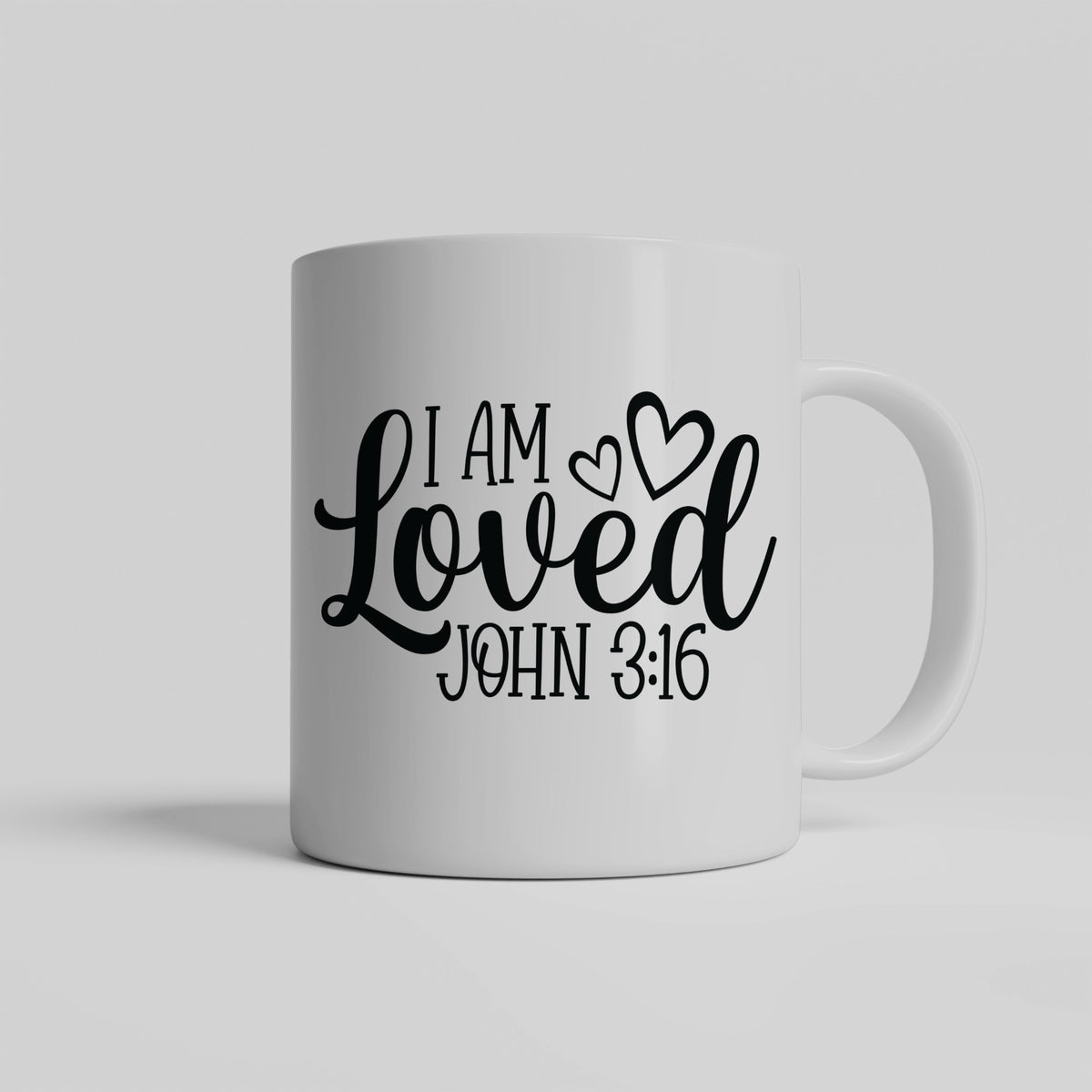 I Am Loved White Mug with Colored Handle Options