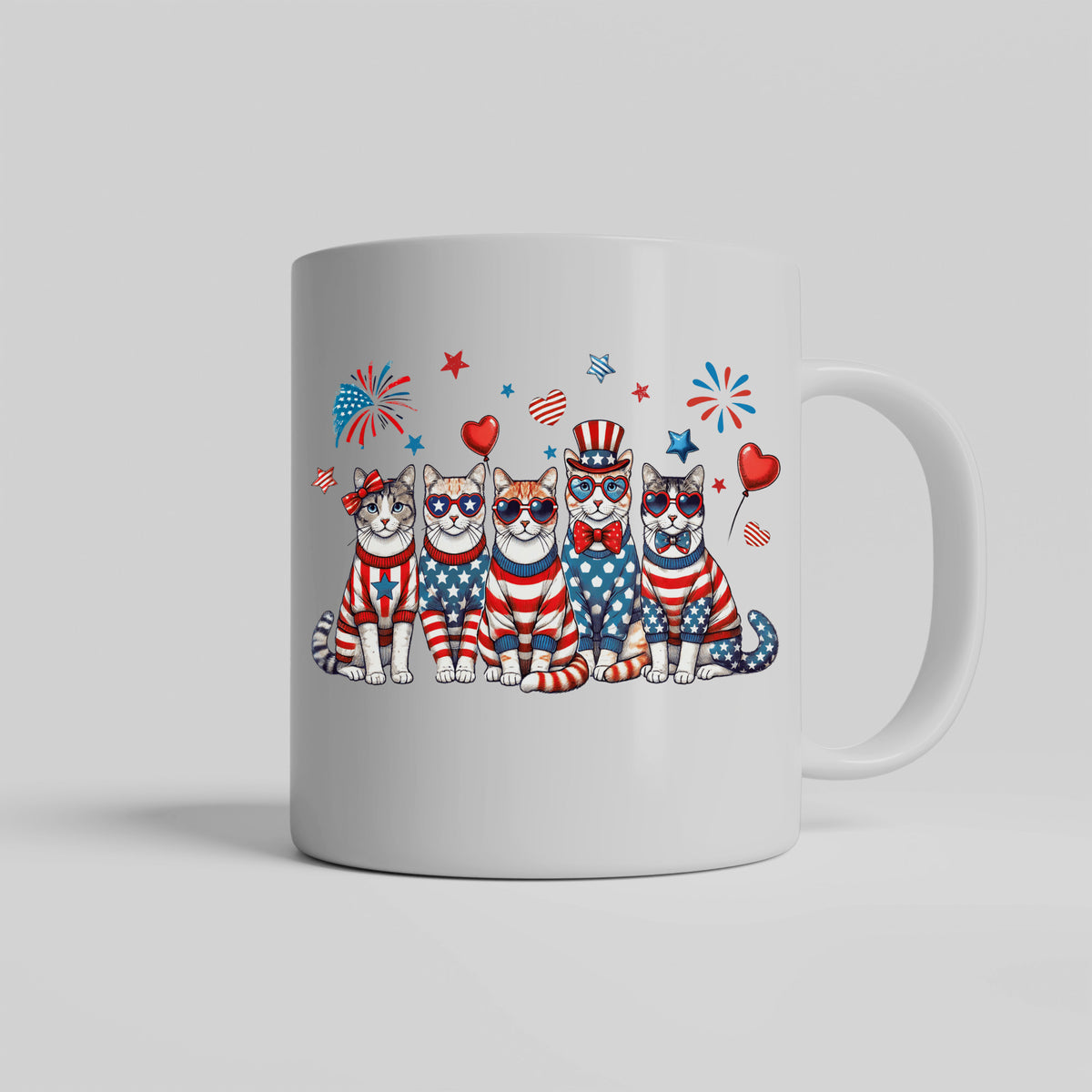 Patriotic Cats Independence Day Ceramic Mug