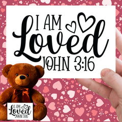 I Am Loved - John 3:16 - Teddy Bear with Canvas Message Card