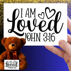 I Am Loved - John 3:16 - Teddy Bear with Canvas Message Card