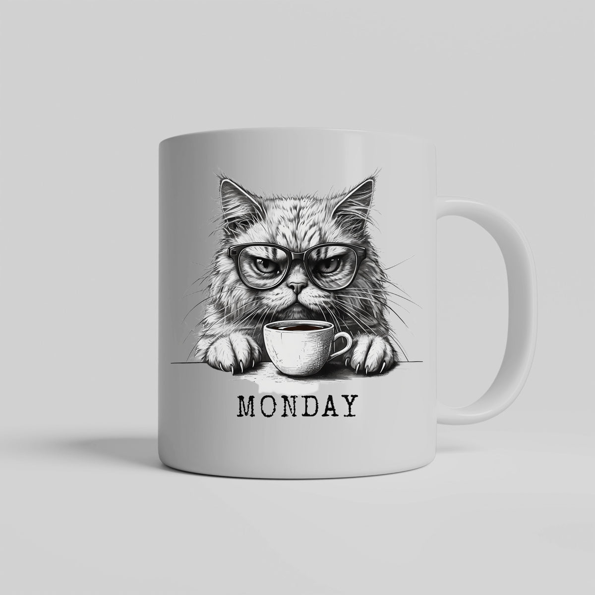 Your Monday spirit animal—now in mug form. Funny Back To Work and Back To School Monday Humorous Cat Ceramic Mug