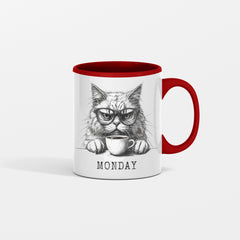 Your Monday spirit animal—now in mug form. Funny Back To Work and Back To School Monday Humorous Cat Ceramic Mug