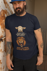 A Lamb When You Compliment My Family and a Lion When You Mess With My Family - Cotton Gildan 64000 Soft Style T-Shirt